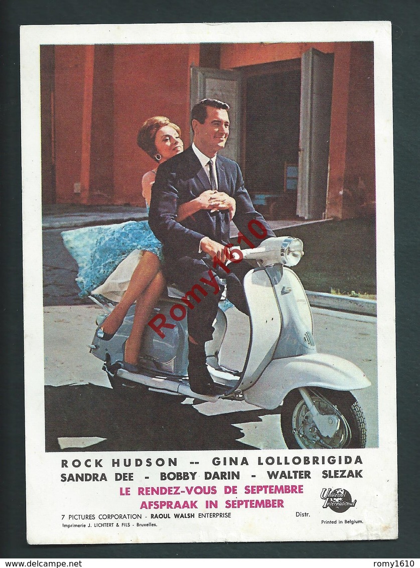 Ciné Monty à Genappe (Brabant Wallon) Rock Hudson Et Gina Lollobrigida En Vespa. Publicité Au Dos. 2 Scans - Autres & Non Classés