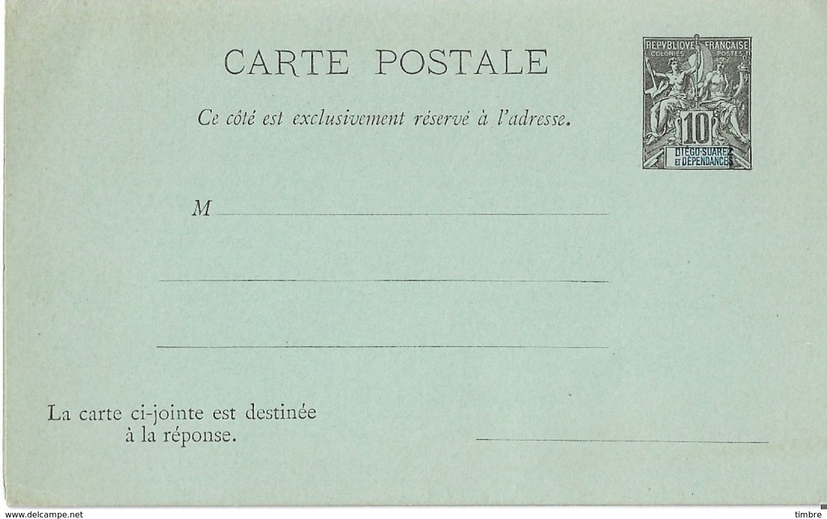 Entier Postal DIEGO SUAREZ Avec Réponse Attenante - Lettres & Documents