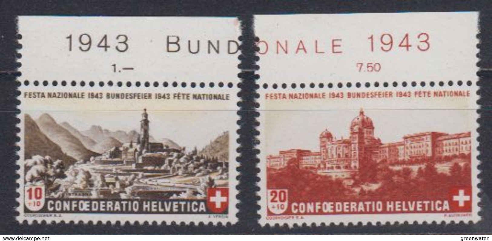 Switzerland 1943 Pro Patria / Bundesfeier 2v (+margin)  ** Mnh (43189B) - Ongebruikt