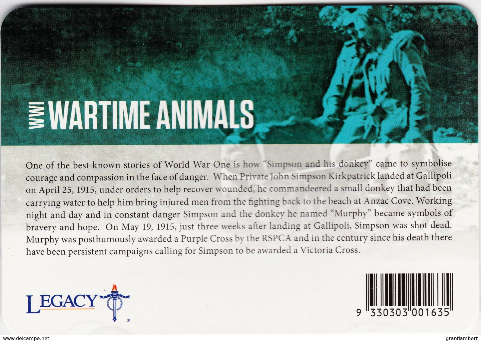 Australia 2015 ANZAC 100 Years - WW1 Wartime Animals Uncirculated 20c - Sin Clasificación