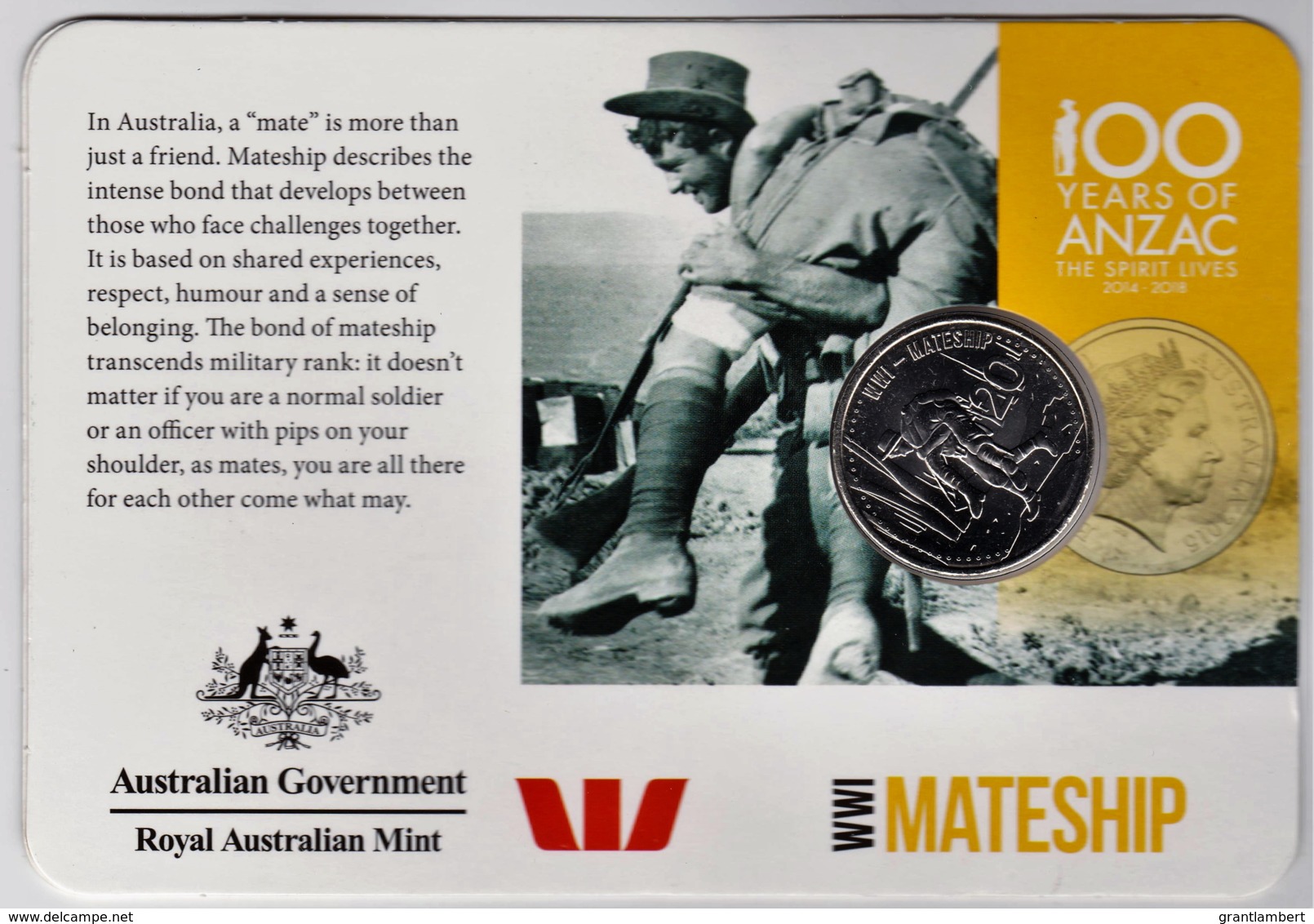 Australia 2015 ANZAC 100 Years - WW1 Mateship Uncirculated 20c - Unclassified