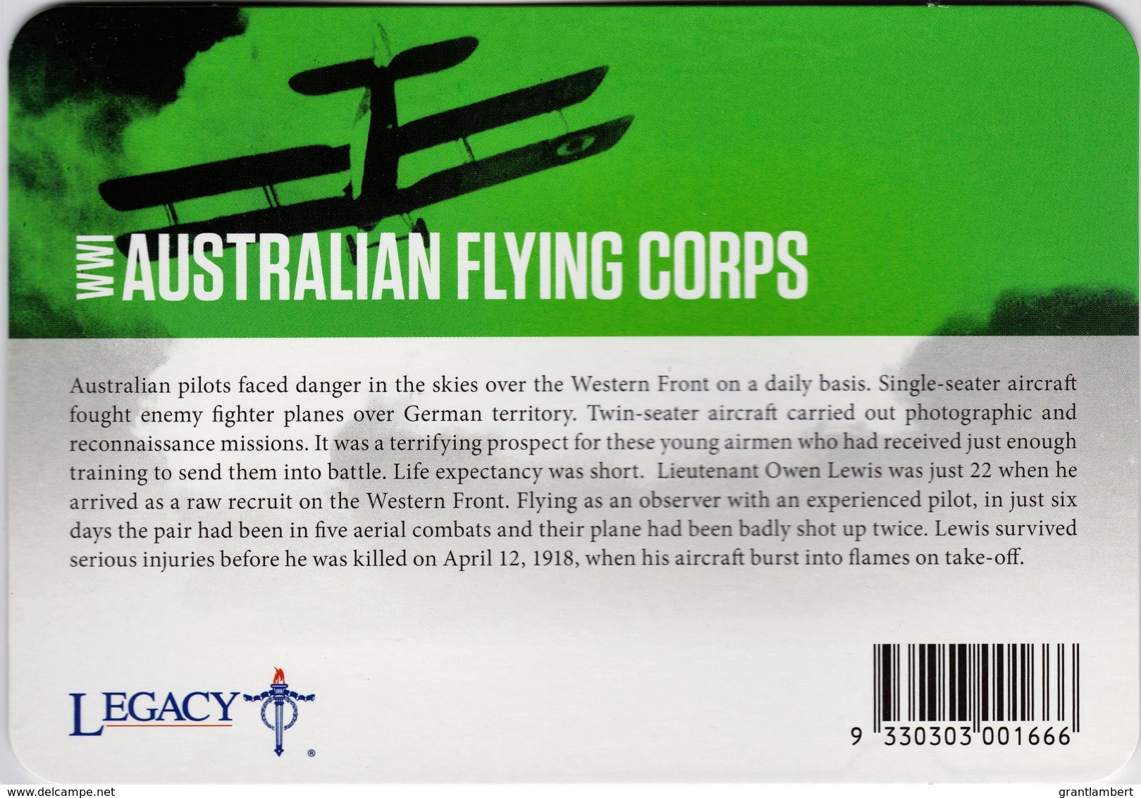 Australia 2015 ANZAC 100 Years - WW1 Flying Corps Uncirculated 20c - Unclassified