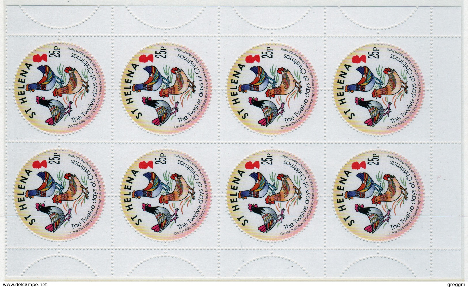 St Helena 2006 Sheetlet Of 25p Stamps From The 12 Days Of Christmas Series. - Saint Helena Island