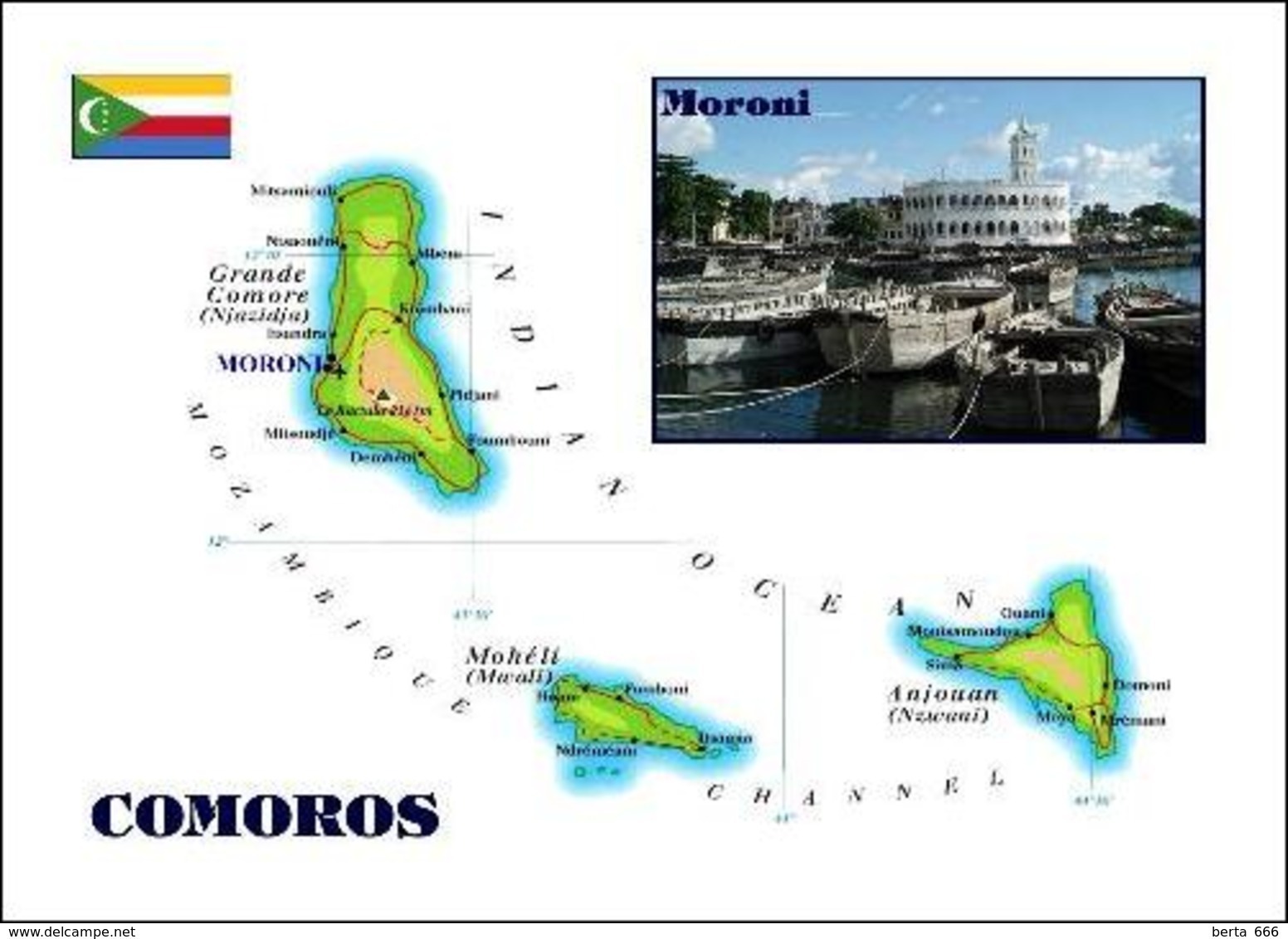 Comoros Islands Map Comores New Postcard Komoren Landkarte AK - Komoren