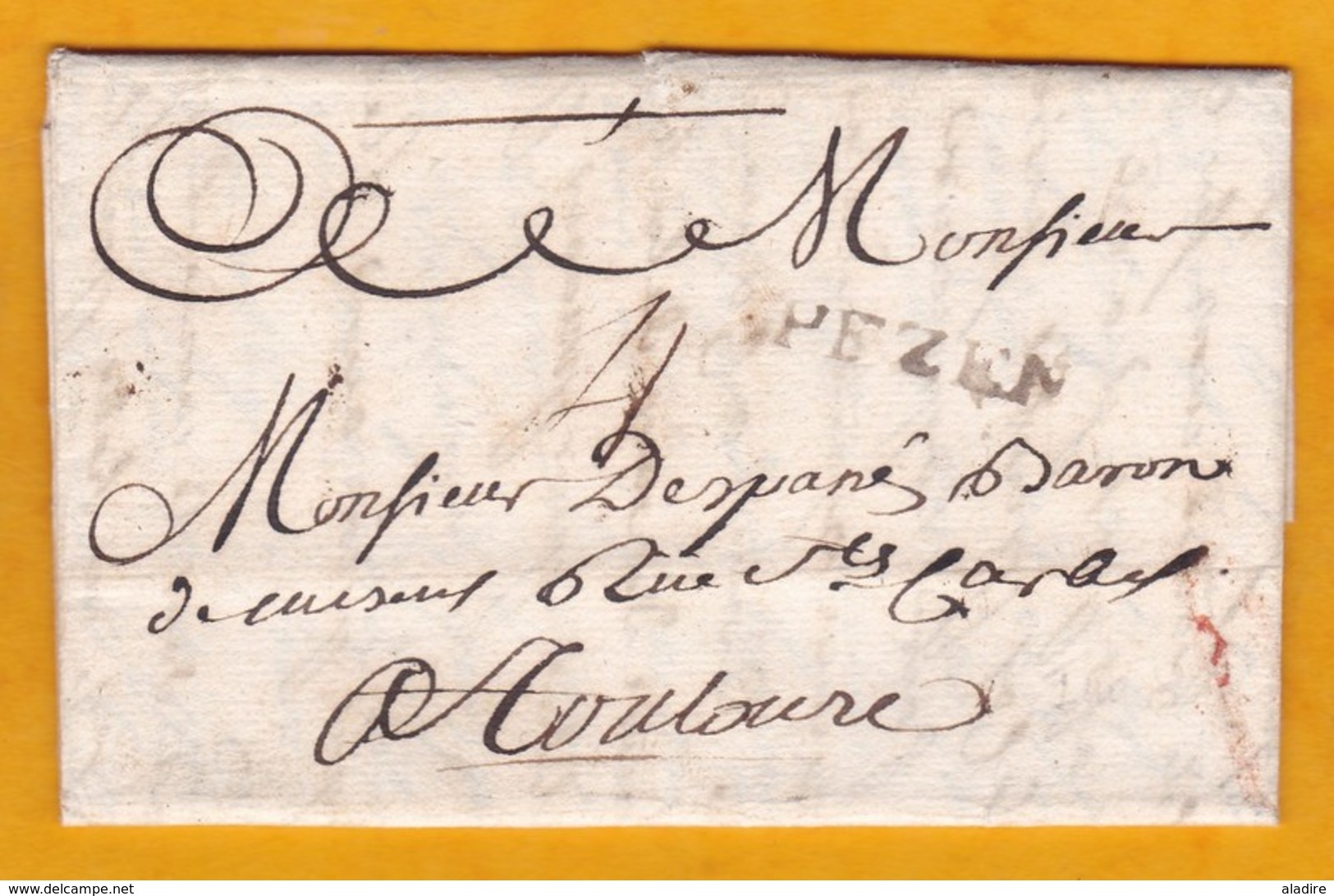 1749 - Marque Postale PEZENAS, Hérault Sur LAC De 3 Pages Vers Toulouse, Haute Garonne - Règne De Louis XV - 1701-1800: Precursors XVIII