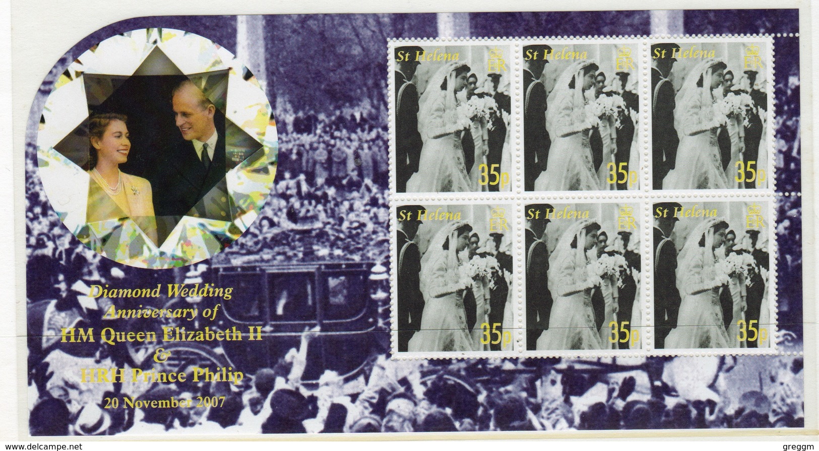 St Helena 2007 Sheetlet Of 35p Stamps From The Diamond Wedding Series. - Saint Helena Island