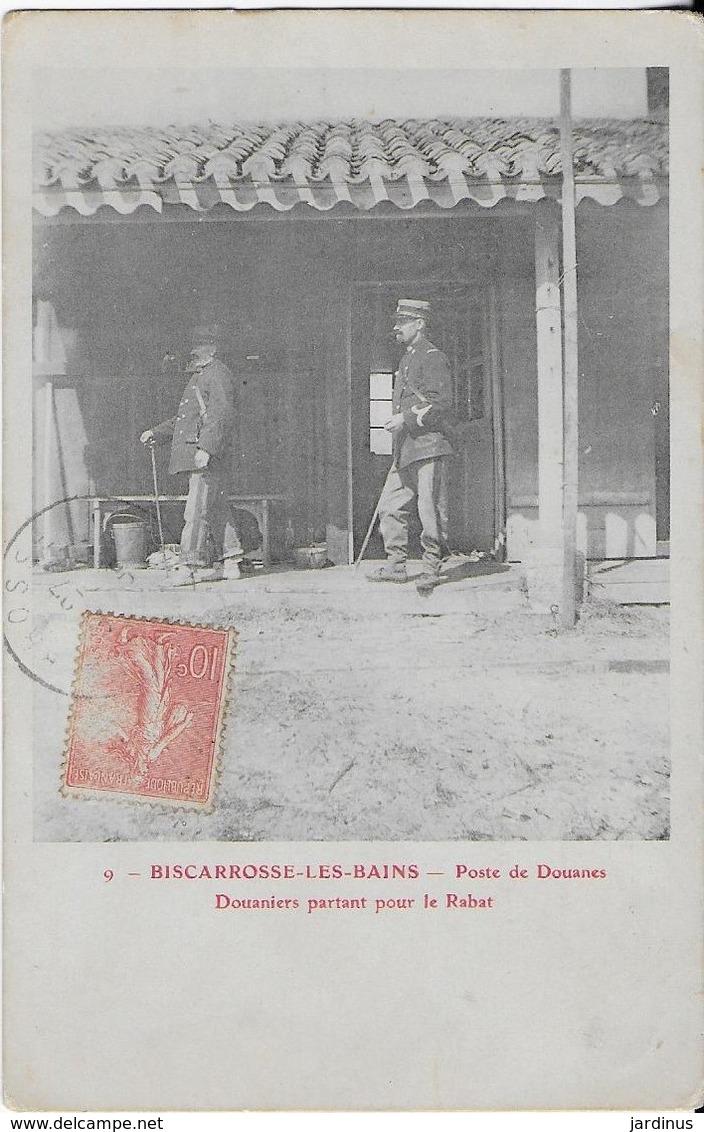 BISCAROSSE Les BAINS : Poste De Douane -Douaniers Partant Pour Le Rabat (1906) Trés Rare - Biscarrosse