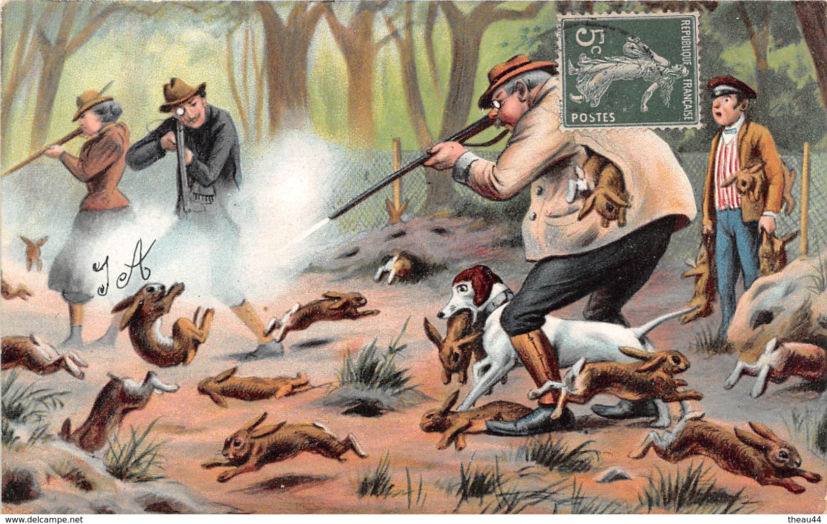 ¤¤   -   Illustrateur  -  Chasse , Chasseurs  - Chien , Lapins   -  ¤¤ - Chasse