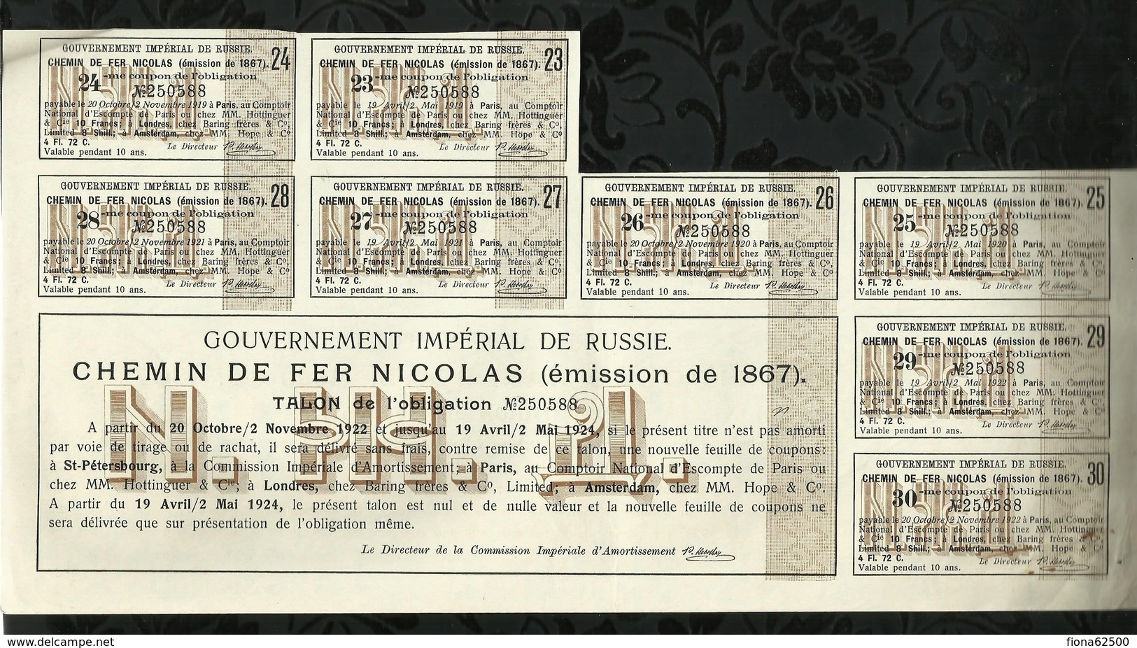 GOUVERNEMENT IMPERIAL DE RUSSIE . CHEMIN DE FER NICOLAS . 1867 . - Chemin De Fer & Tramway