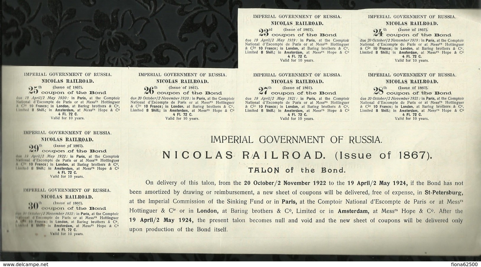 GOUVERNEMENT IMPERIAL DE RUSSIE . CHEMIN DE FER NICOLAS . 1867 . - Chemin De Fer & Tramway