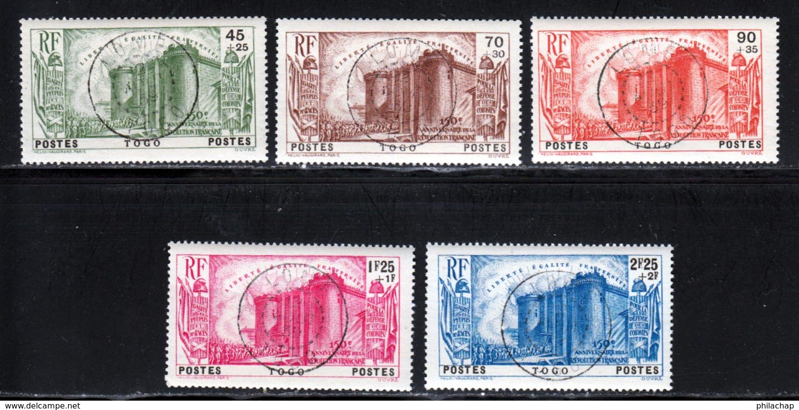 Togo 1939 Yvert 177 / 181 (o) B Oblitere(s) Revolution - Used Stamps