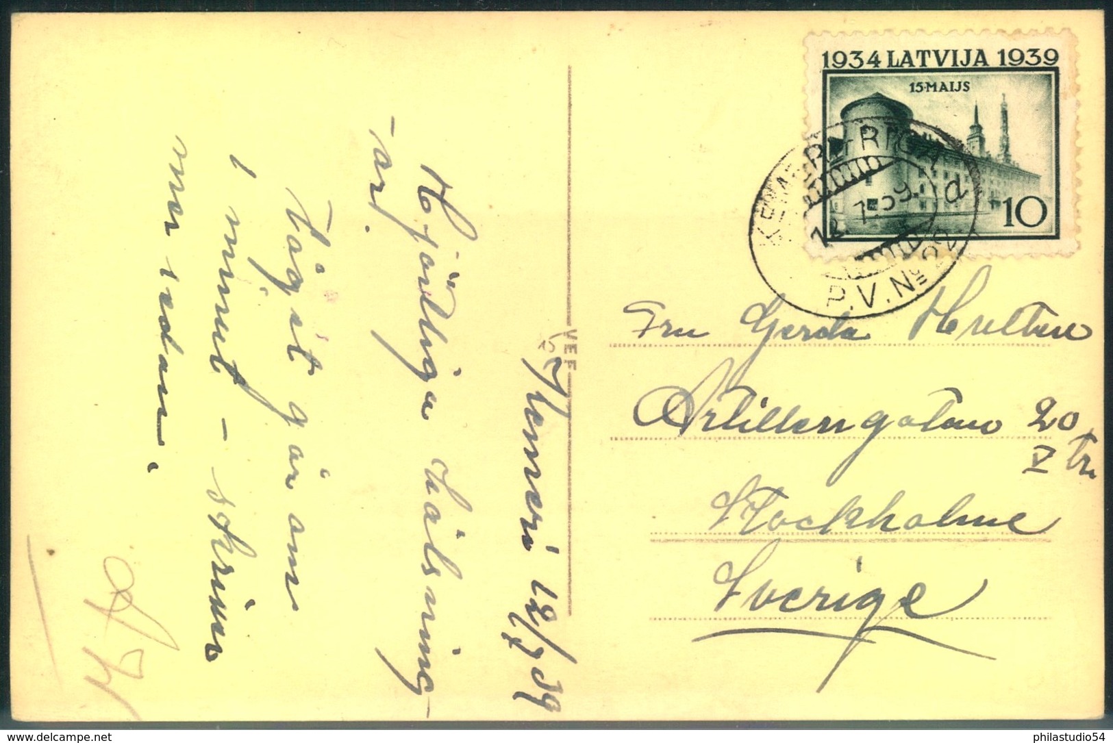 1939, Picturer Card With TPO "KEMERI-RIGA" - Lettland