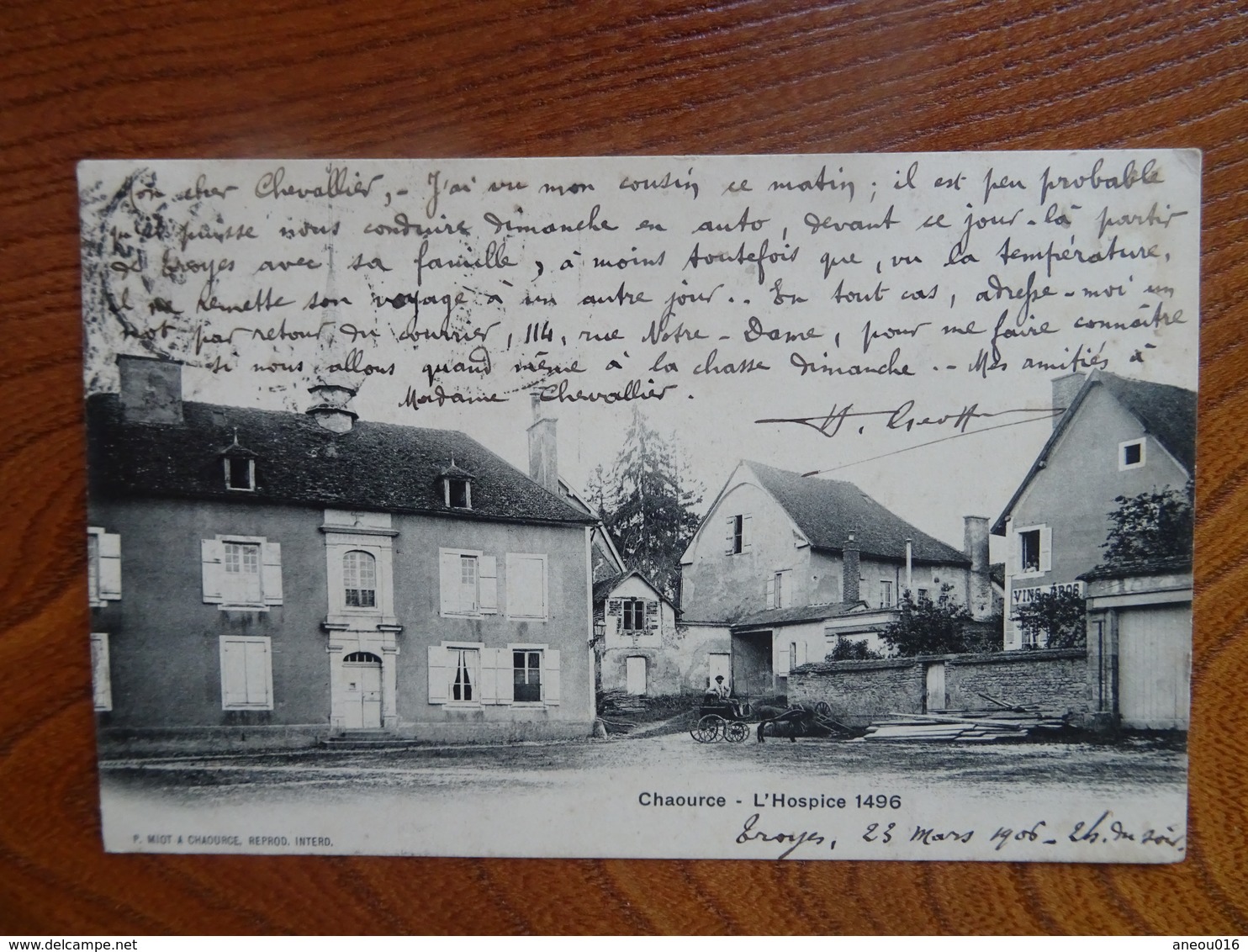 Belle CPA Précurseur, Animée:    "CHAOURCE - L'Hospice 1496"   MIOT   Circulée En 1906   Très Bon état - Chaource