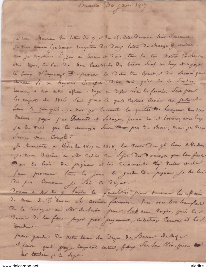 1817 -  LAC De 3 Pages De Bruxelles, Royaume Uni Des Pays Bas, Belgique Vers Montpellier, Hérault, France - 1815-1830 (Dutch Period)