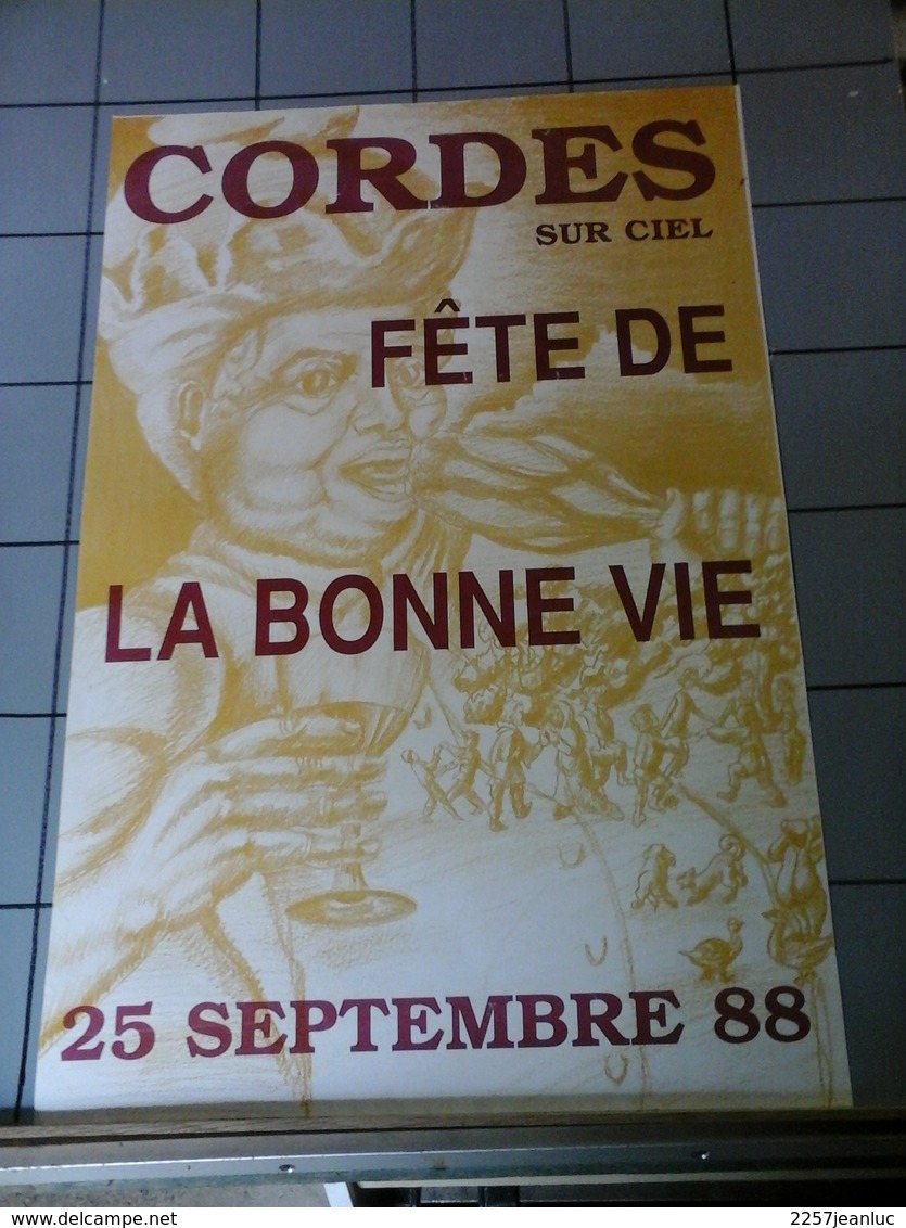 Affiche Septembre 1988 - Cordes Sur Ciel  Fête La Bonne Vie . - Posters