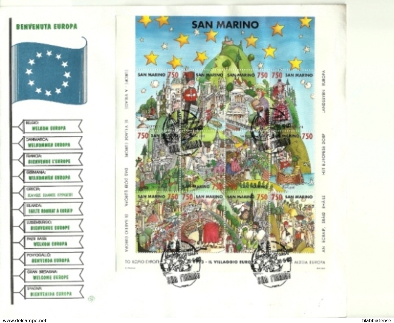 1993 - San Marino BF 48 Bandiera Europea - FDC   ----- - Buste