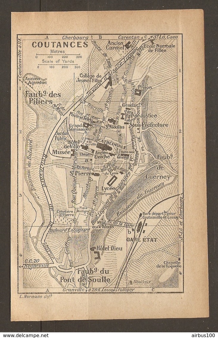 CARTE PLAN 1933 - COUTANCES Anc. AQUEDUC Fbg Des PILIERS De GUERNEY Du PONT De SOULLE - Topographical Maps