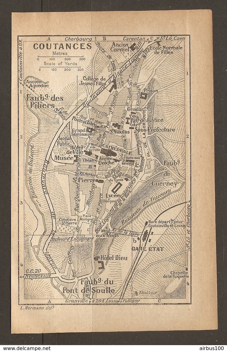 CARTE PLAN 1933 - COUTANCES Anc. AQUEDUC Fbg Des PILIERS De GUERNEY Du PONT De SOULLE - Cartes Topographiques