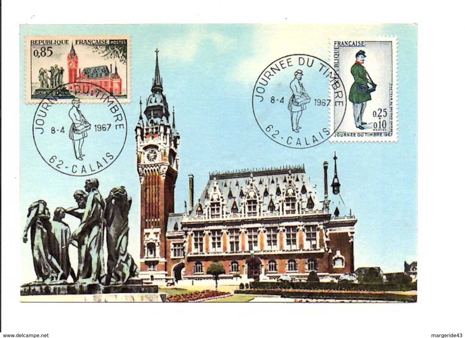 CARTE MAXIMUM 1967 JOURNEE DU TIMBRE - CALAIS - 1960-1969