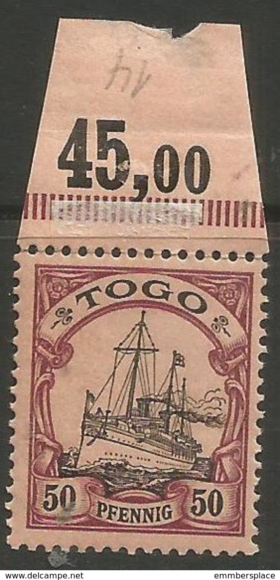 German Togo - 1901 Kaiser's Yacht 50pf MNH **   Sc 14 - Togo