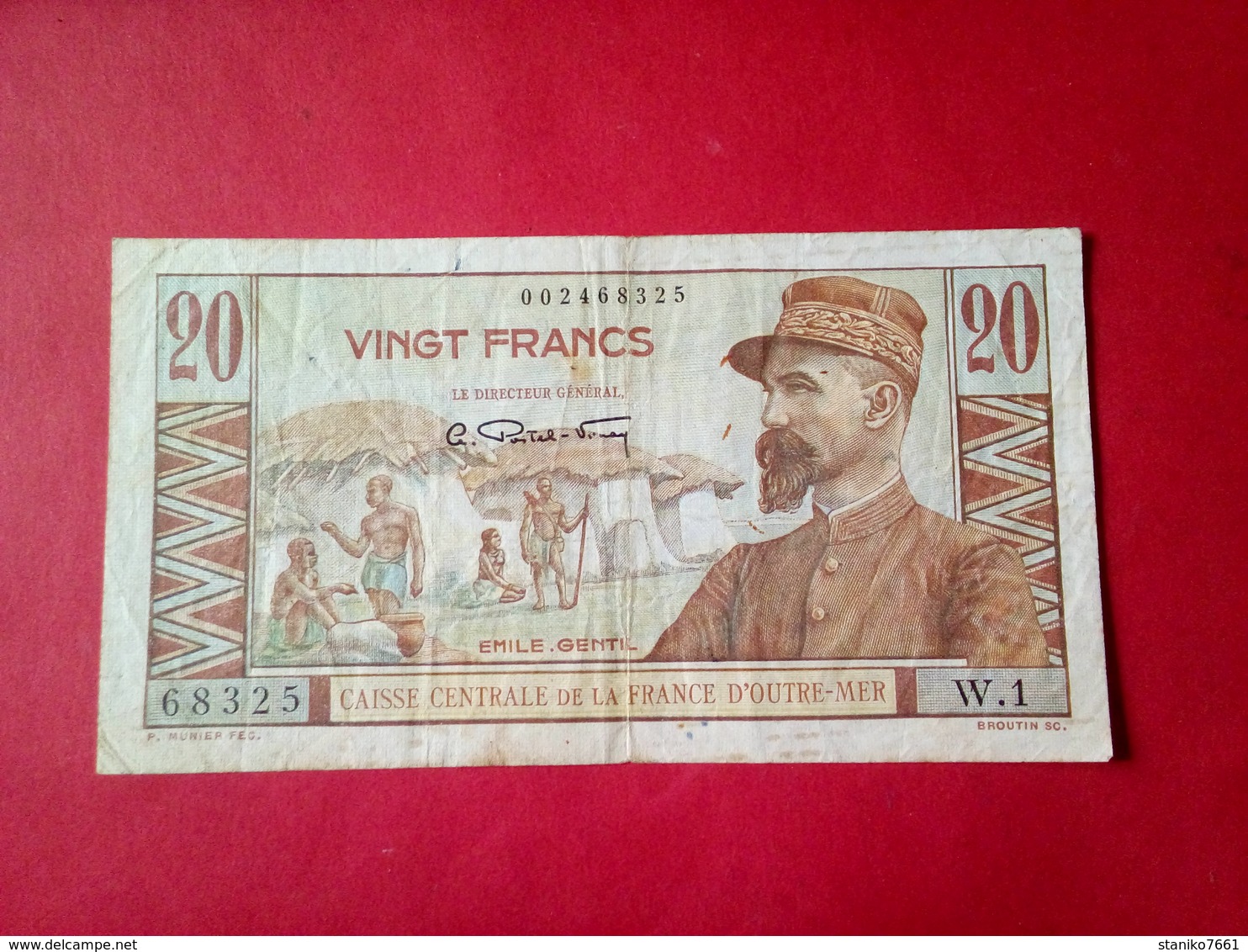 BILLET DE 20 FRANCS CAISSE CENTRALE DE LA FRANCE D'OUTRE-MER EMILE GENTIL - Other & Unclassified