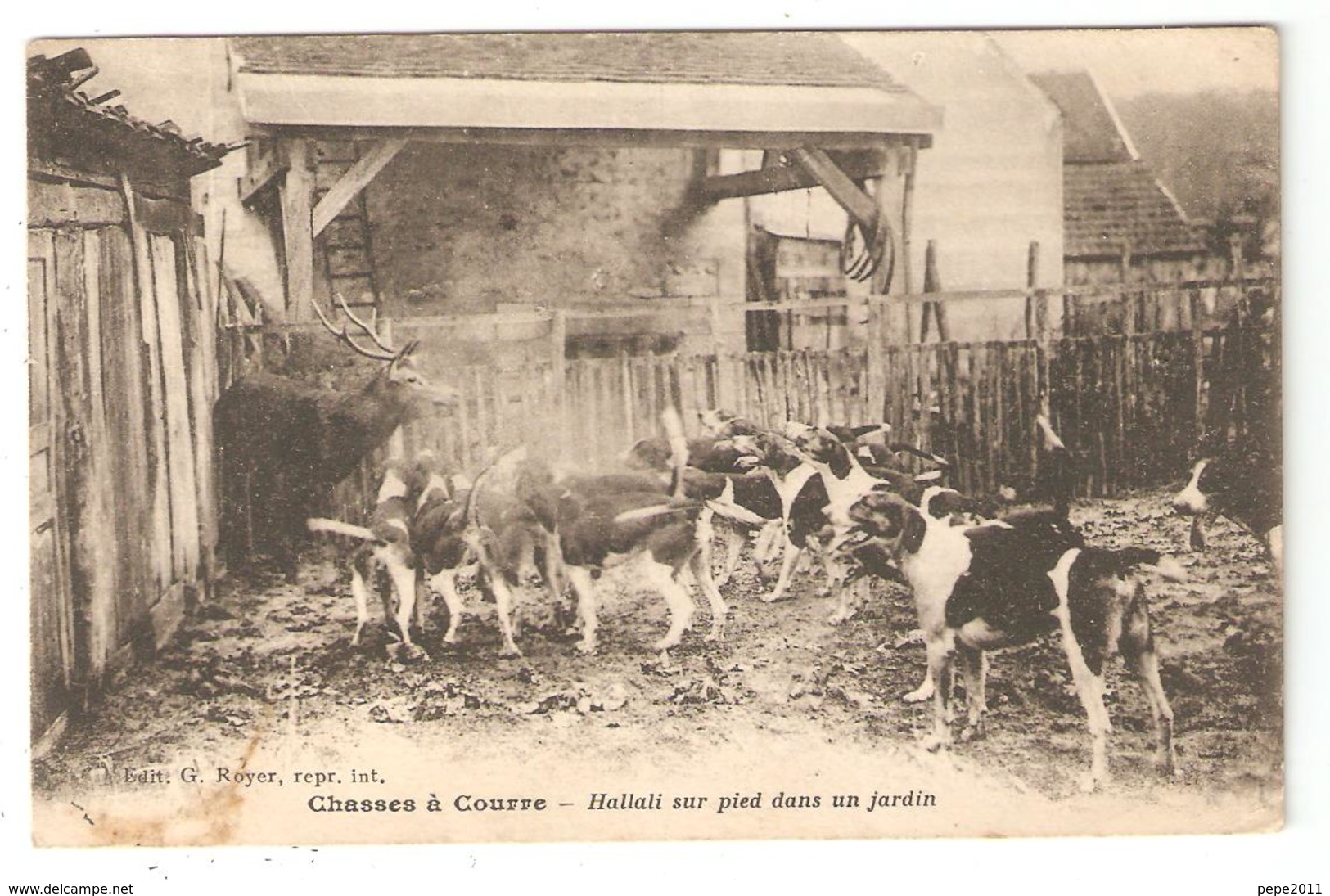 CPA 03 URCAY Forêt De Troncay - Chasse à Courre - Hallali Sur Pied Dans Un Jardin - Cerf, Chiens - Autres & Non Classés