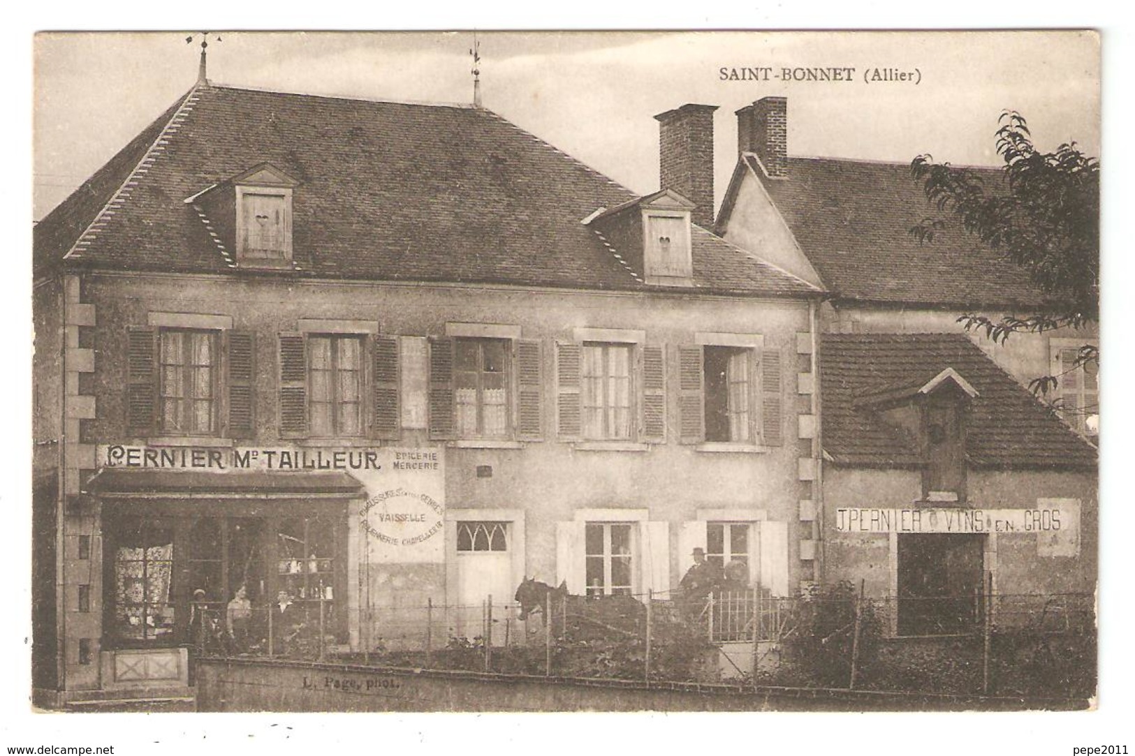 CPA 03 Saint BONNET Epicerie Mercerie Vins - J. PERRNIER TAILLEUR - Commerce Magasin - Autres & Non Classés