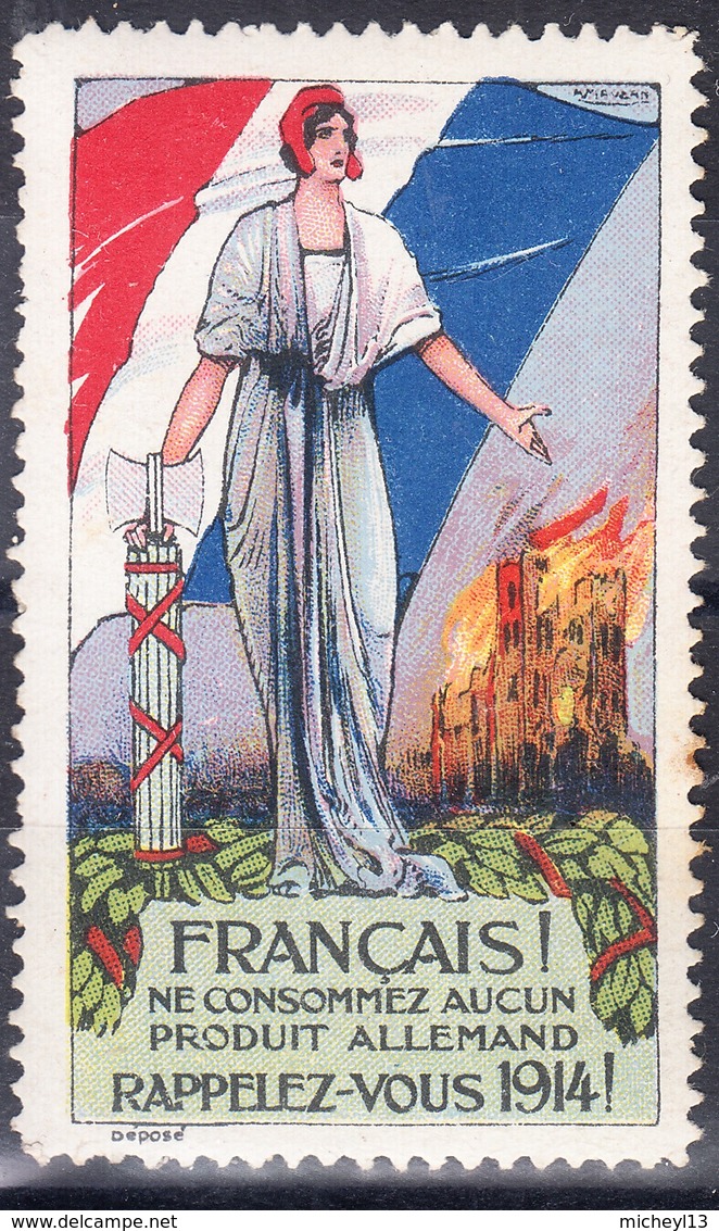 Vignette De Propagande-''Français Ne Consommez Aucun Produit Allemand-Rappelez Vous 1914'' - Other & Unclassified