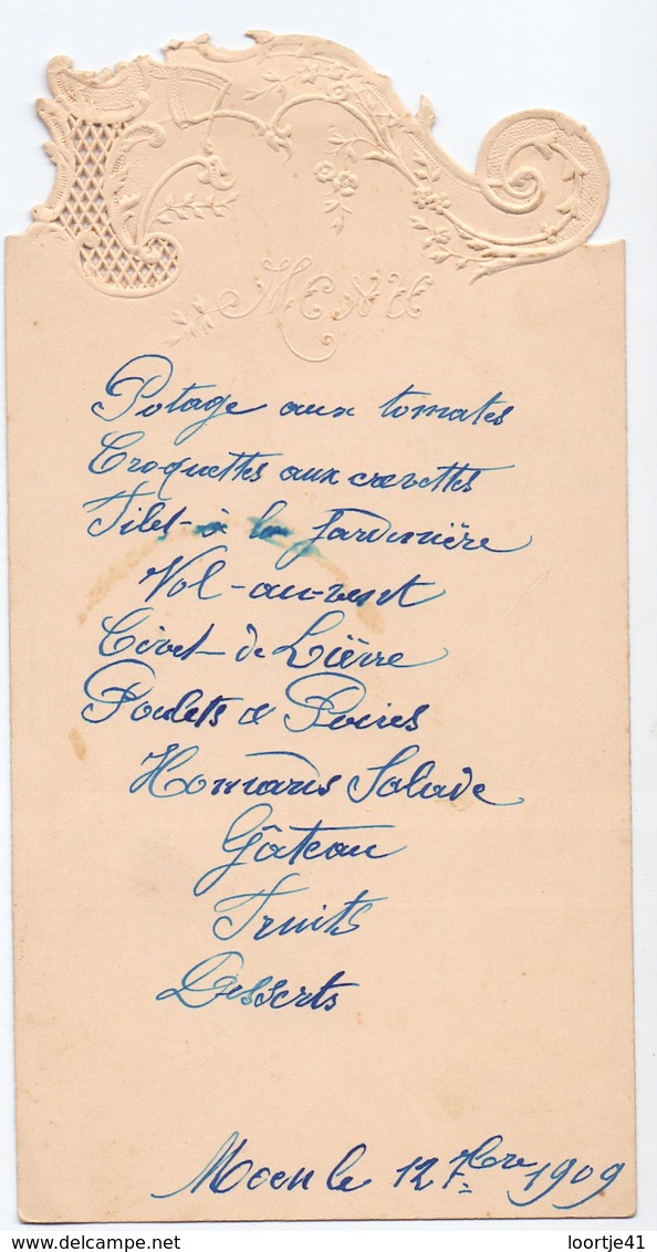 Menu - Feestmaal - Moen 1909 - Menus