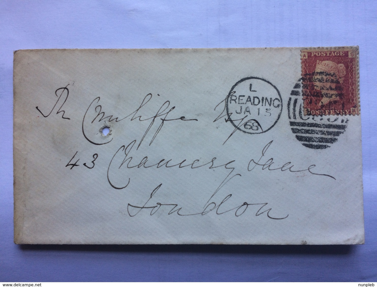 GB 1868 Cover Reading To London Marks Tied With 1d Red Plate 93 - Covers & Documents