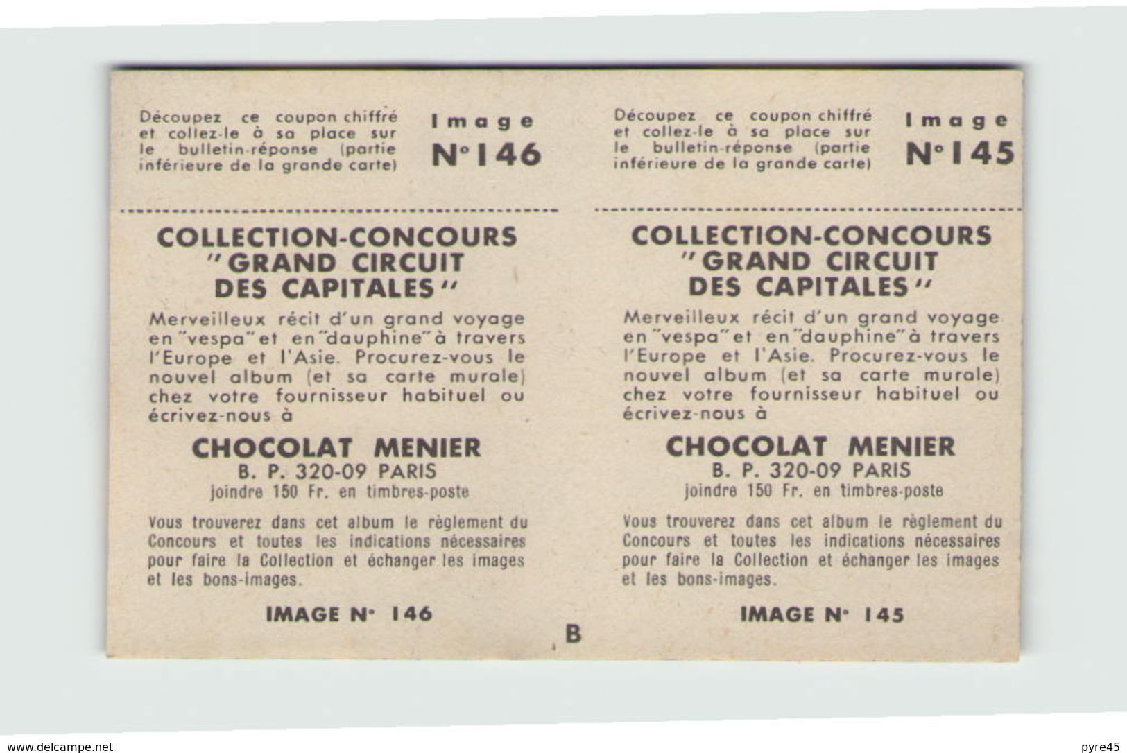 IMAGE CHOCOLAT MENIER GRAND CIRCUIT DES CAPITALES N° 145 / 146 - Other & Unclassified