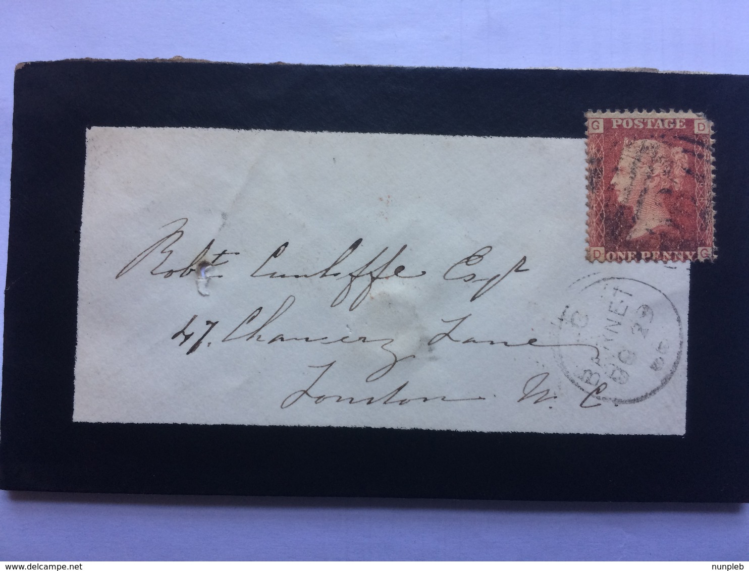 GB 1866 Mourning Cover Barnet To London Tied With 1d Red Plate 98 - Covers & Documents