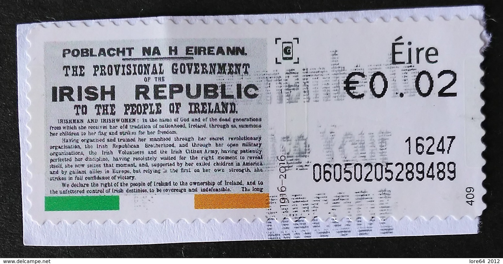 IRLANDA ATM 2016 - Frankeervignetten (Frama)