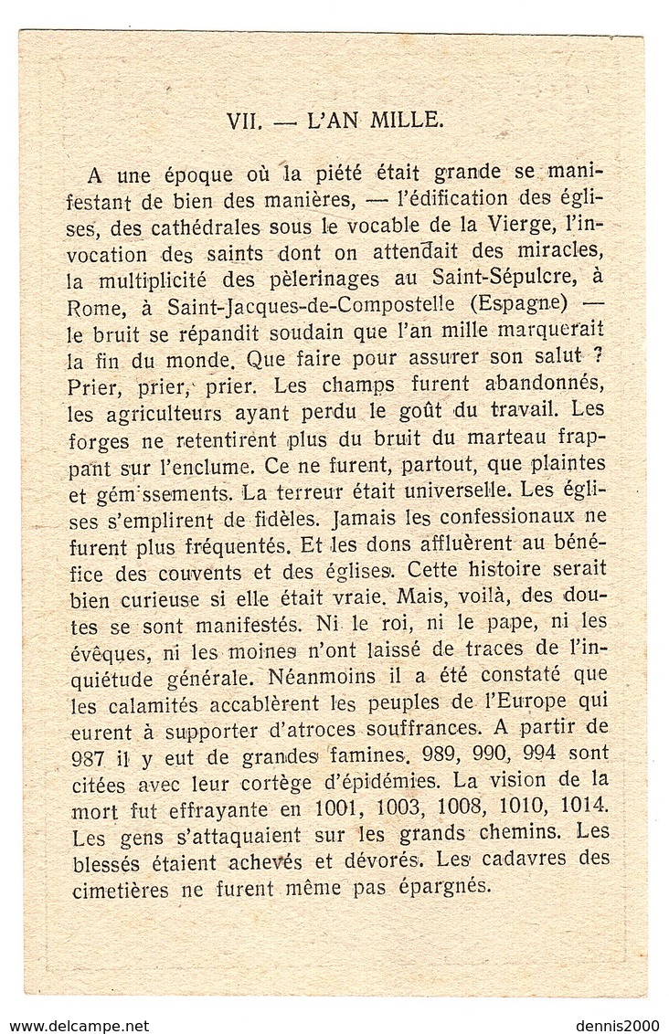 CARTE PUB - VÊTEMENTS CONCHON-QUINETTE - Historiettes De France - 7 - L' An Mille - Werbepostkarten