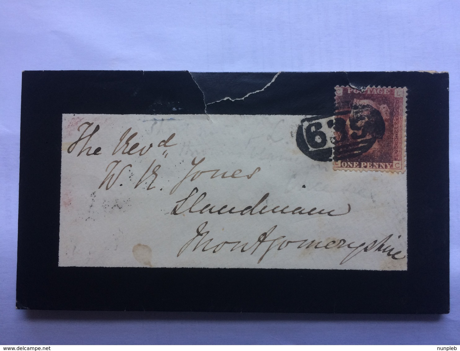 GB 1874 Mourning Cover Rhayader To Llandinam Montgomery With Additional Shrewsbury Mark Tied With 1d Red Plate 140 - Briefe U. Dokumente
