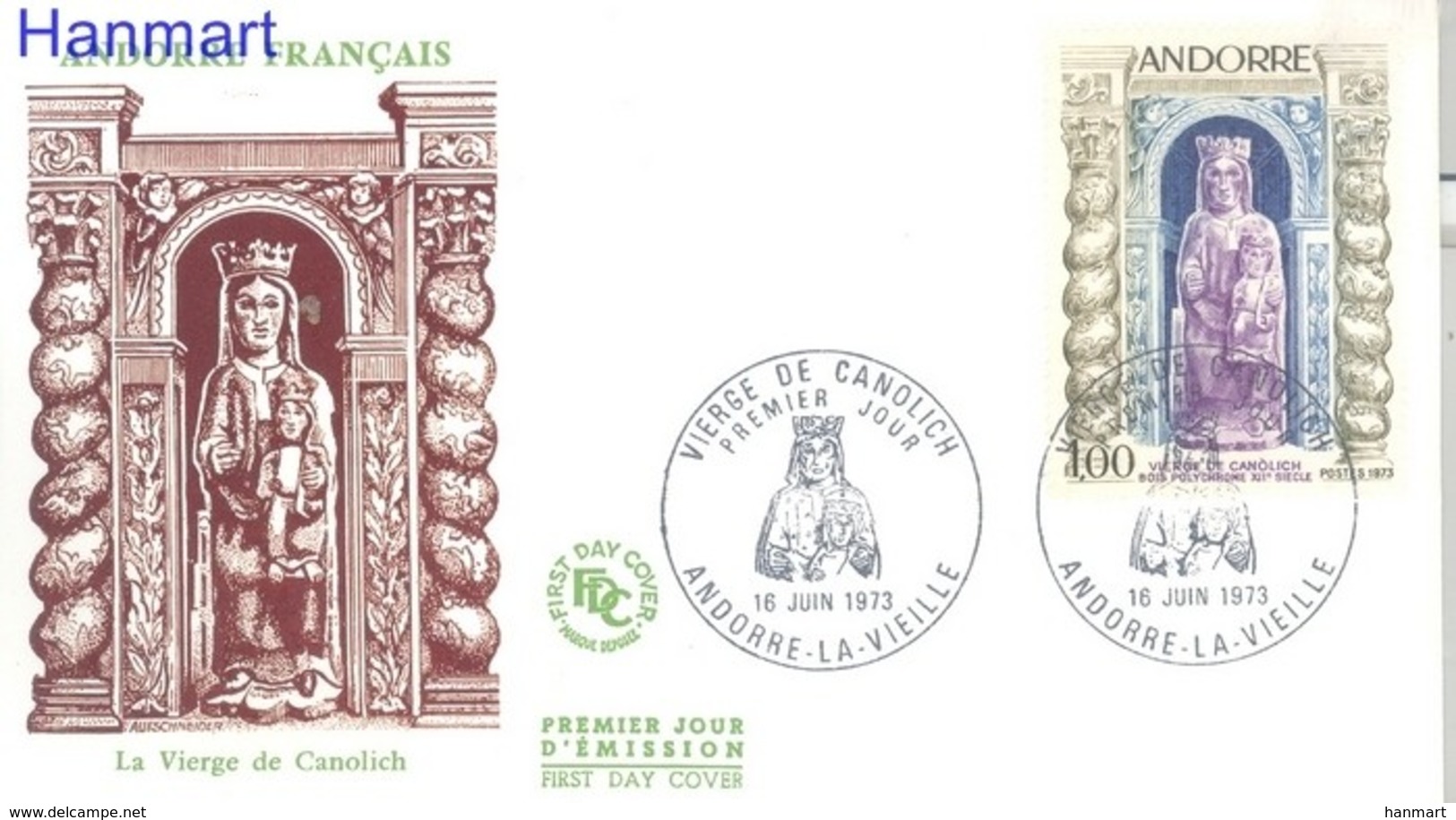 French Andorra 1973 Mi 249 FDC ( FDC ZE1 ANF249 ) - Sculpture