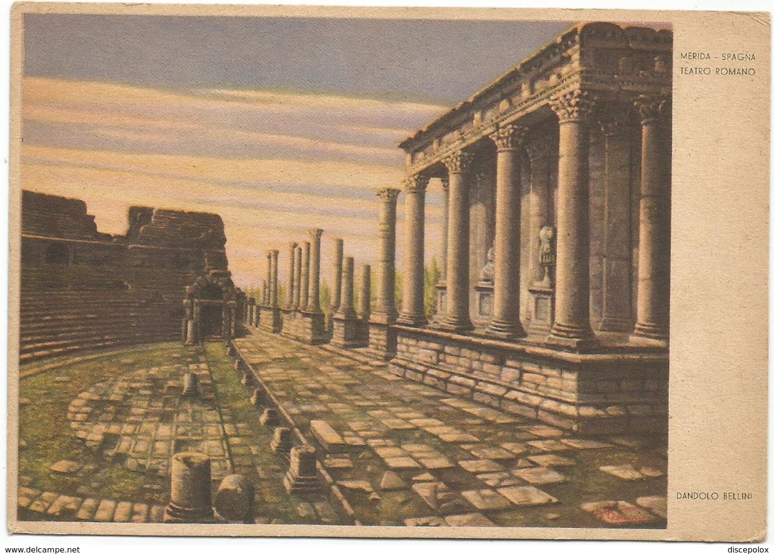 W3493 Mérida - Teatro Romano - Illustrazione Illustration Dandolo Bellini / Non Viaggiata - Mérida