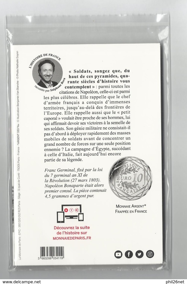 Pièce  Argent Monnaie De Paris Napoléon Bonaparte Premier Consul...Franc Germinal  Neuve Parfaite Encore Sous Blister TB - Napoleon