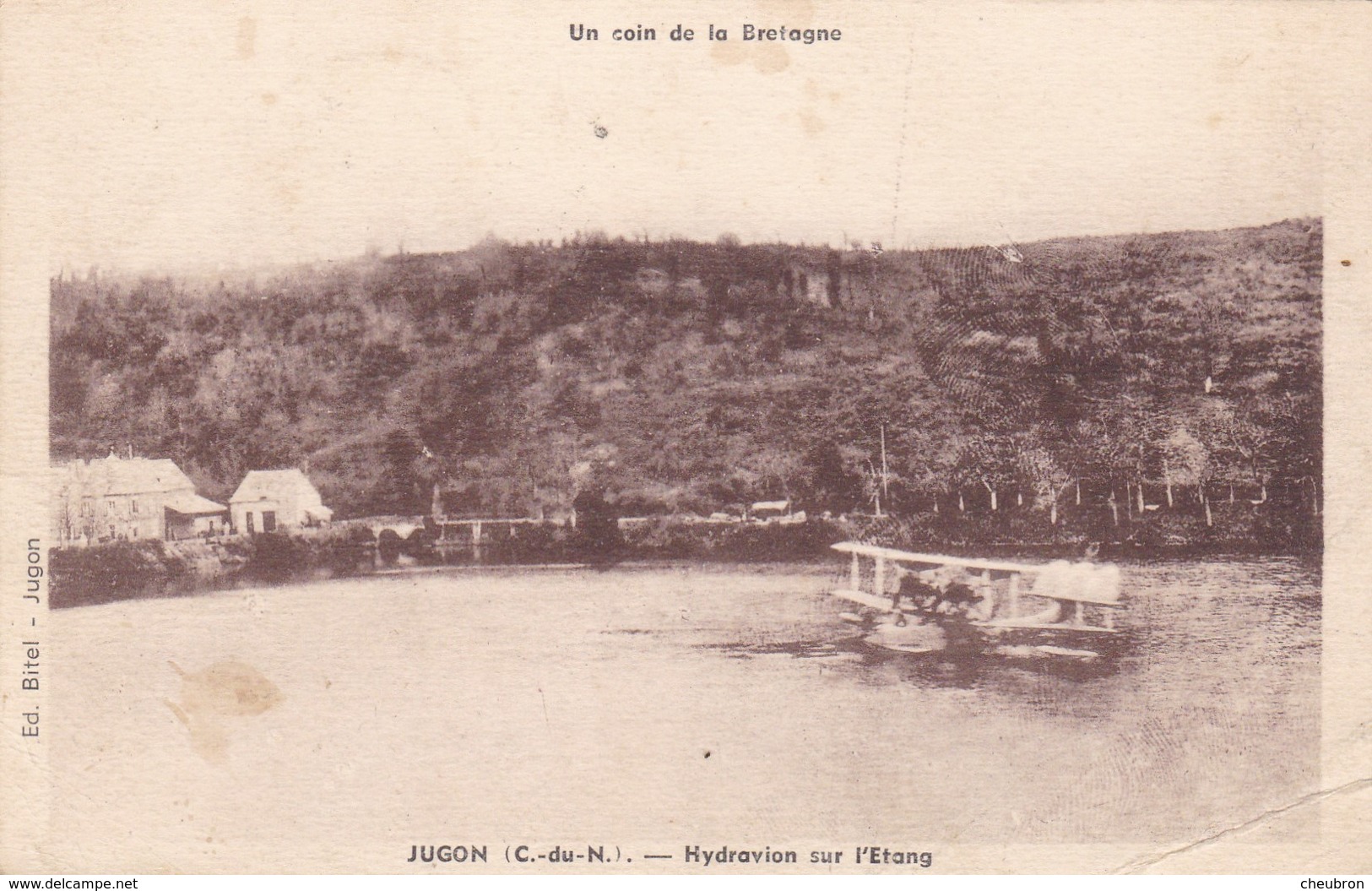 22. JUGON. CPA. HYDRAVION SUR L'ETANG. ANNEE 1940 + TEXTE - Jugon-les-Lacs