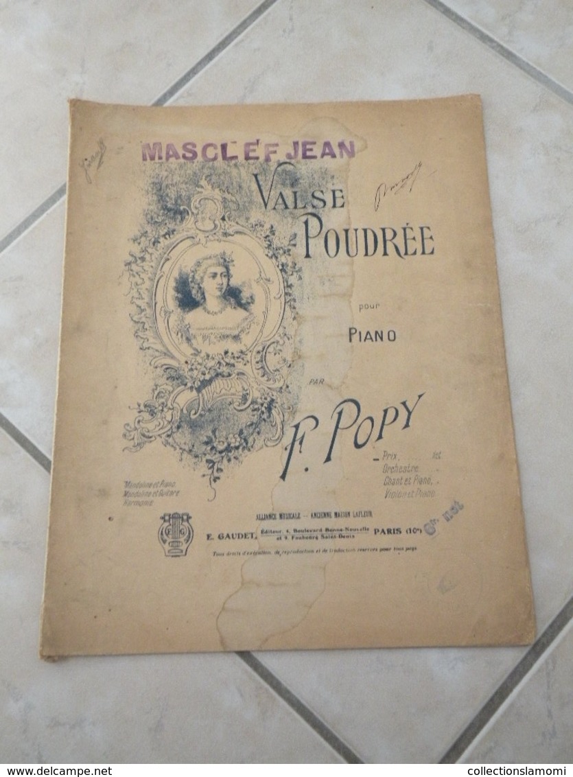 Valse Poudrée, En Repliant Vos Lettres -(Musique Francis Popy, Masson Kiek)- Partition (Piano) 1906 - Instruments à Clavier