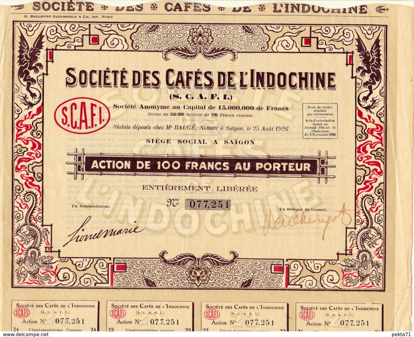 SOCIETE DES CAFES DE L'INDOCHINE - Asie