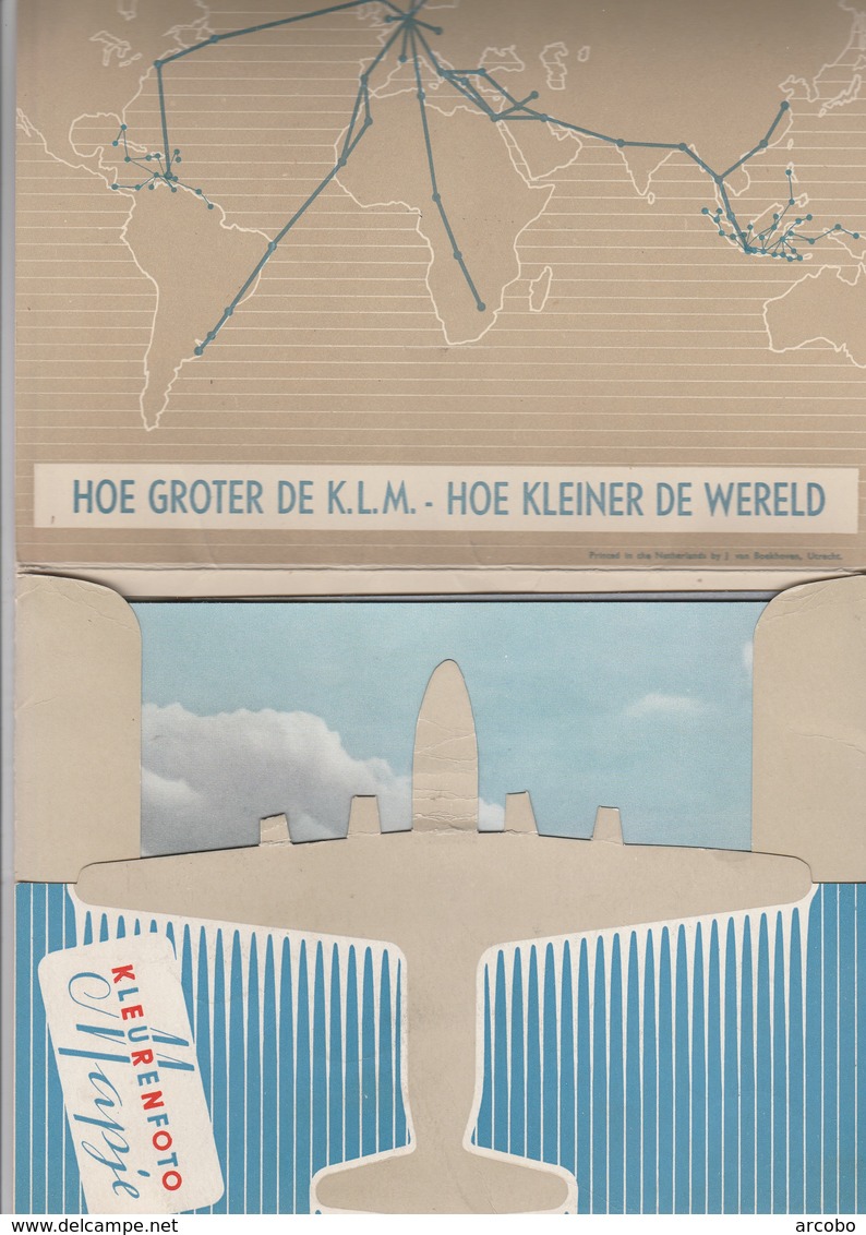 KLM KLEURENFOTO MAPJE , 12 Foto's Omstreeks 1950 - Cadeaux Promotionnels