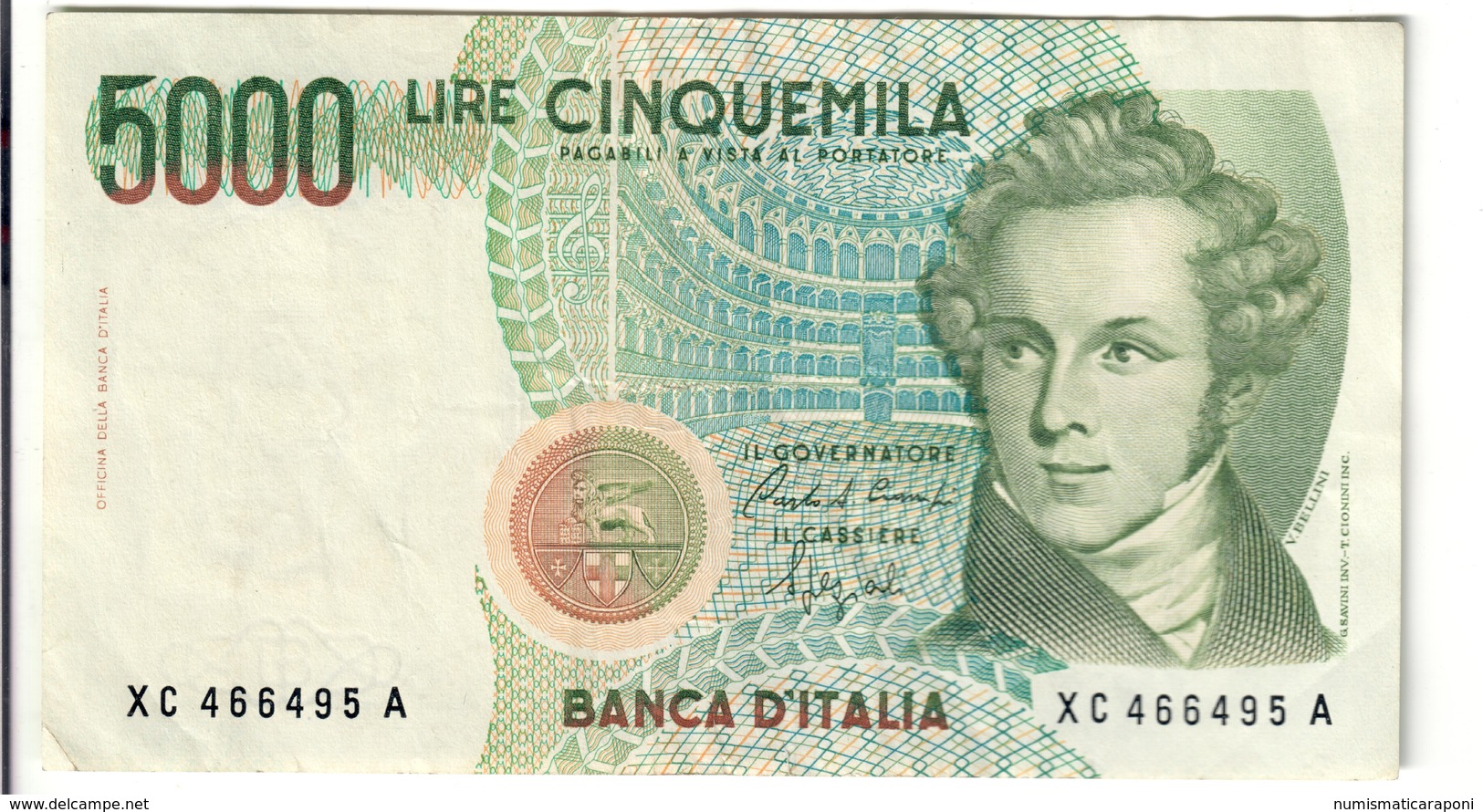 5000 LIRE BELLINI SERIE SOSTITUTIVA XC 1992  Raro NON TRATTATO LOTTO 2565 - 5000 Lire