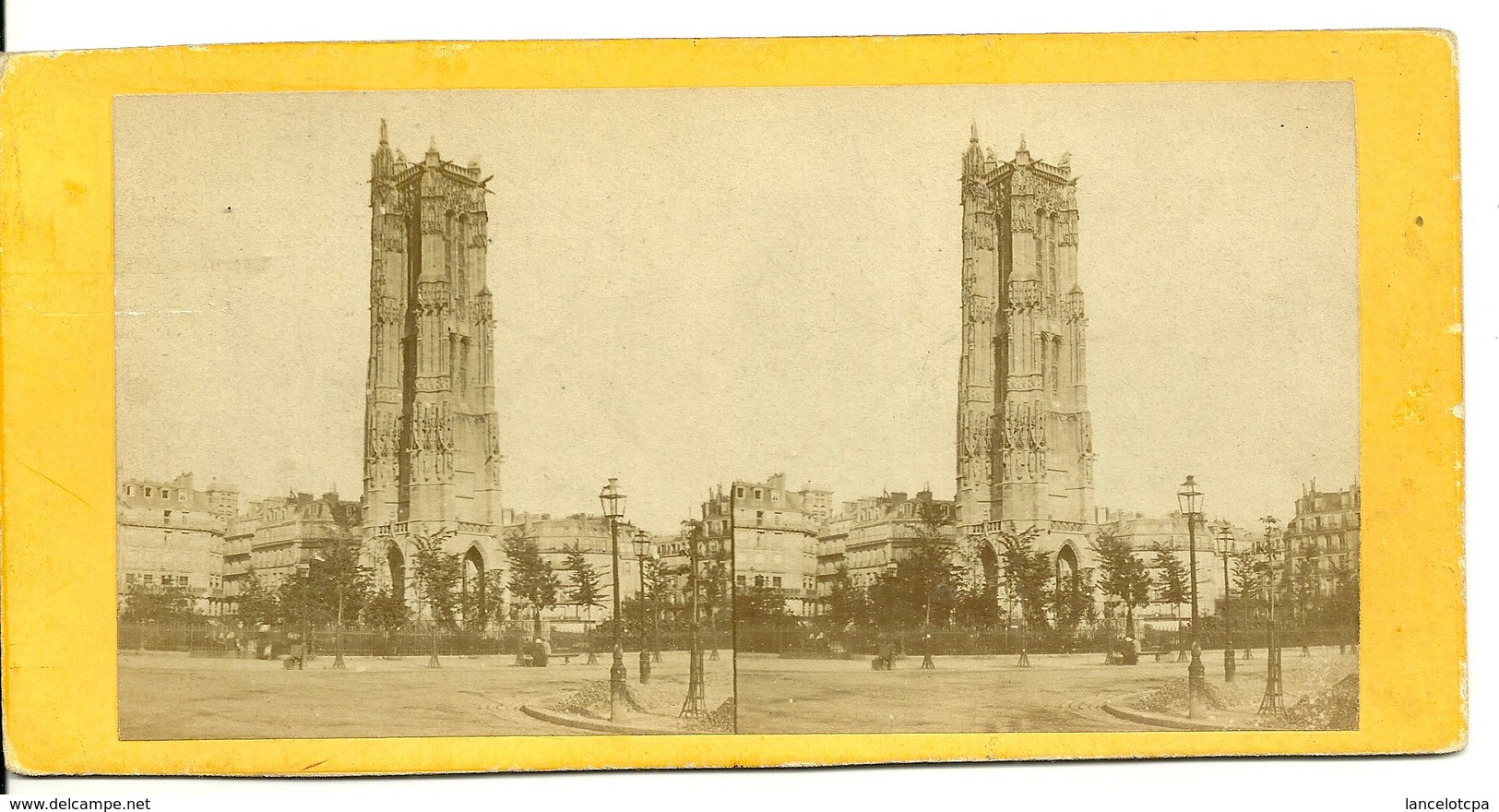 PHOTO STEREOTYPE SUR SUPPORT CARTON / PARIS - COURS SAINT JACQUES - Anciennes (Av. 1900)