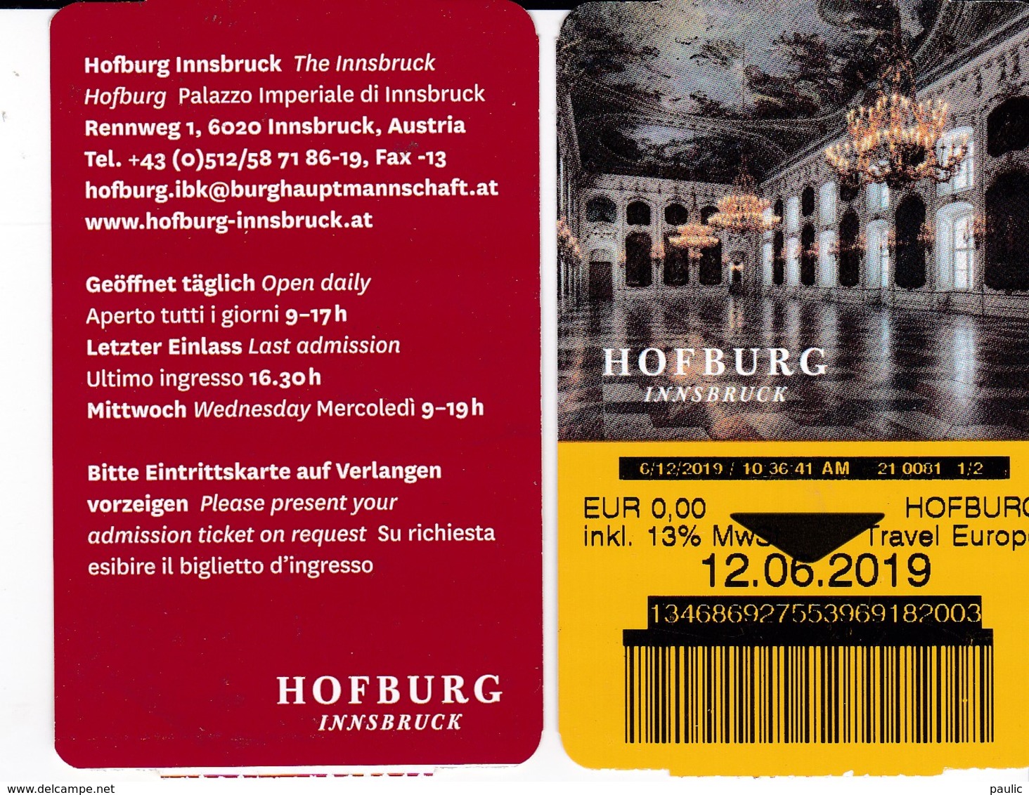 Tickets D'entrée Palais Impérial D'Hofburg Innsbruck Autriche - Tickets - Vouchers