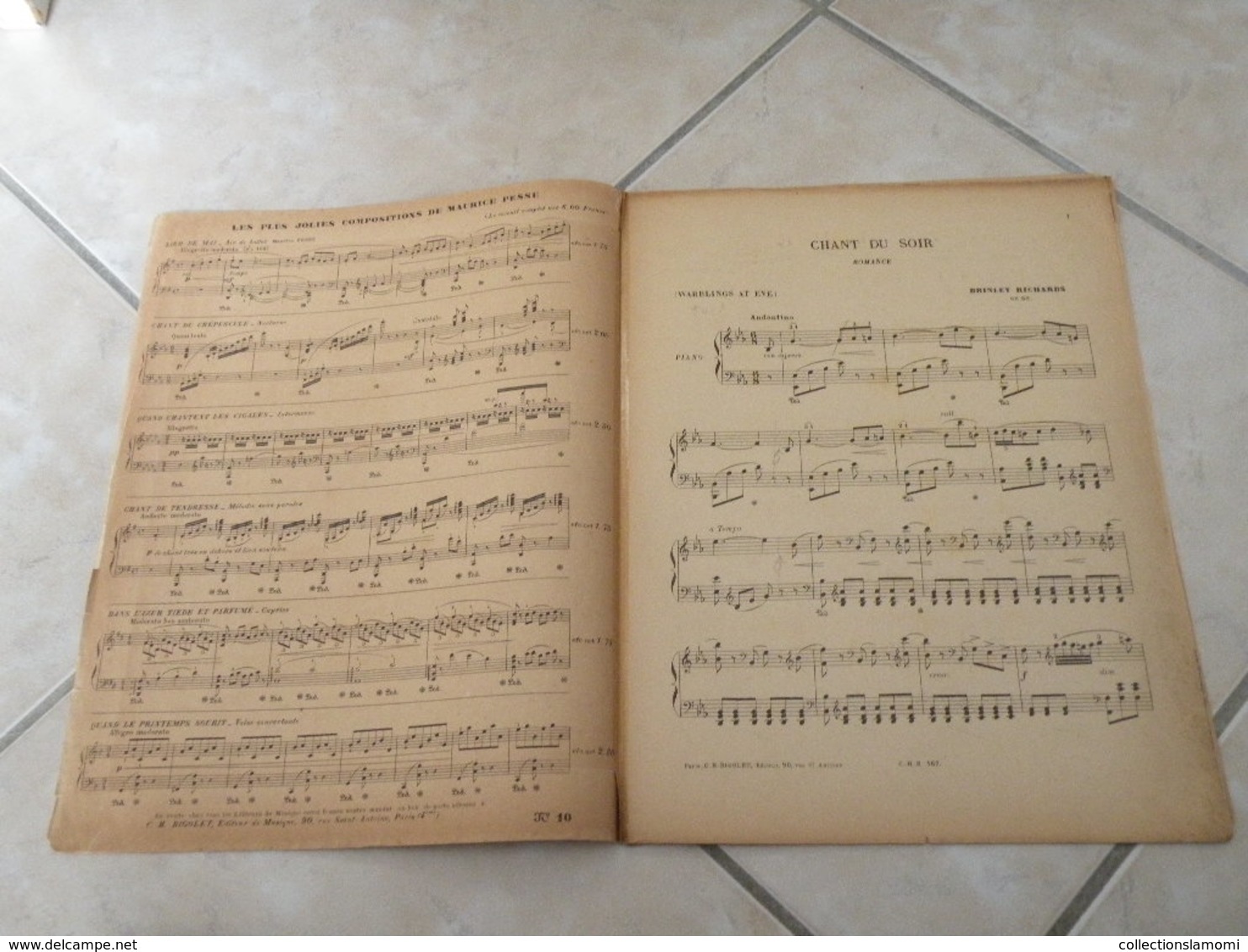 Chant Du Soir -(Musique Brinley Richards) - Partition (Piano) - Strumenti A Tastiera