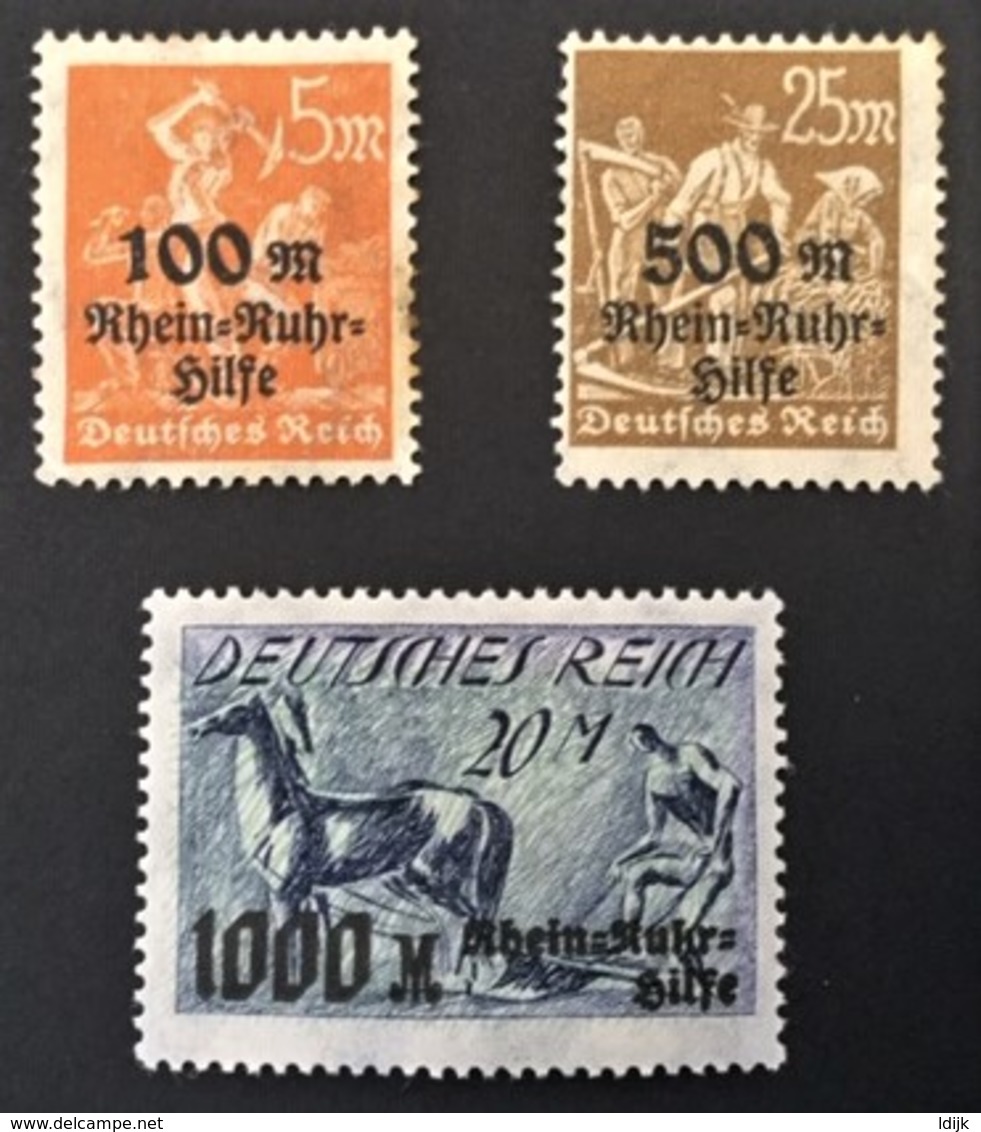 1923 Rhein-und Ruhrhilfe Mi.258-260*) 259 Abart Gebrochen R-Schleife Unten - Ungebraucht