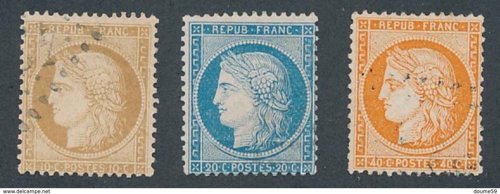 CV-108: FRANCE: Lot "CLASSIQUES" N°36 -37-38 Obl Légères - 1870 Siège De Paris