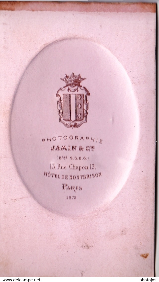 CDV   Portrait D'un Enfant En Blouse  1872,  Médaillon En Relief    Photo Jamin 13 Rue Du Chapon Paris - Anciennes (Av. 1900)