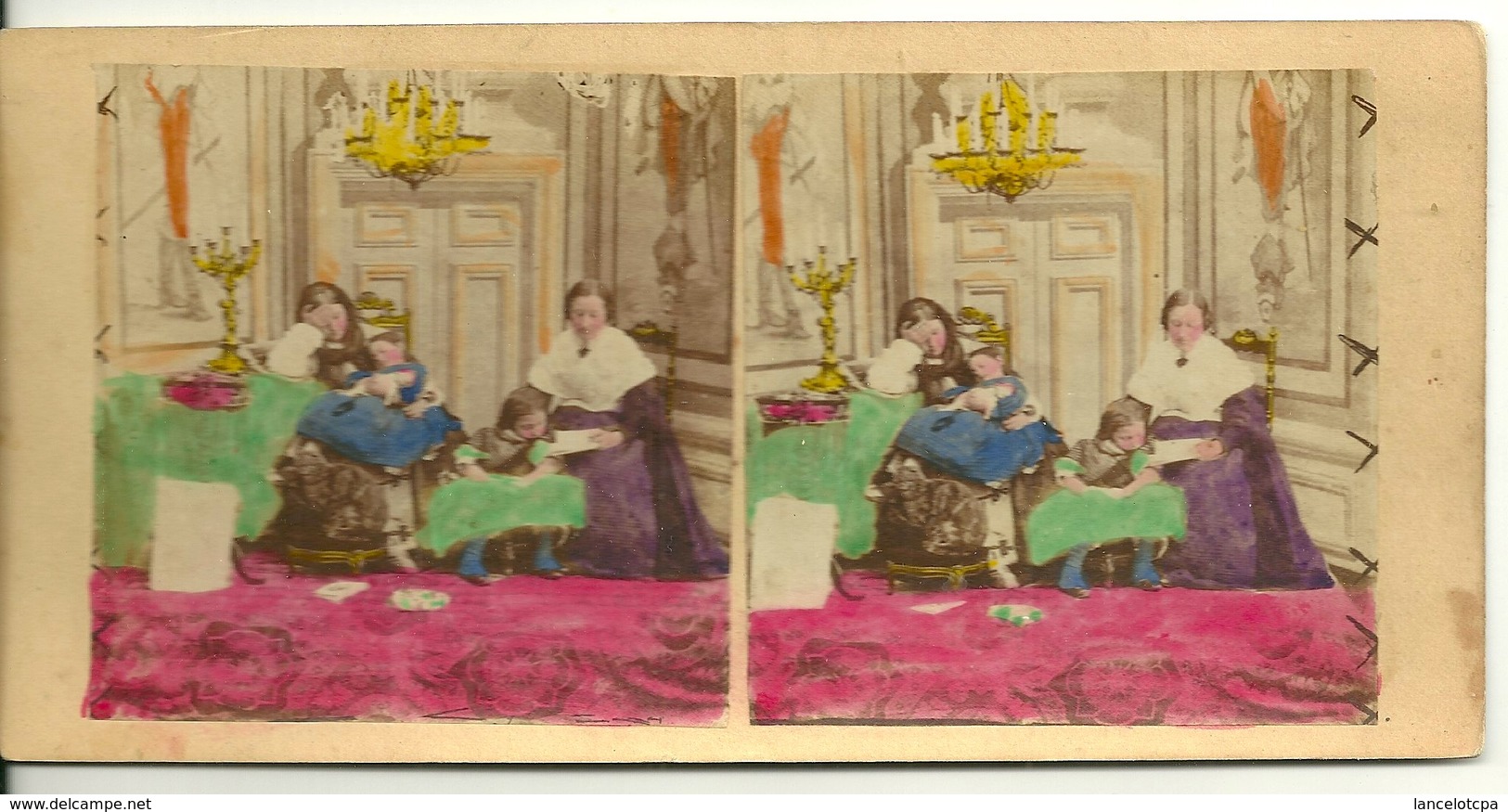 PHOTO STEREOTYPE COLORISEE SUR SUPPORT CARTON / BOURGEOISIE - Anciennes (Av. 1900)